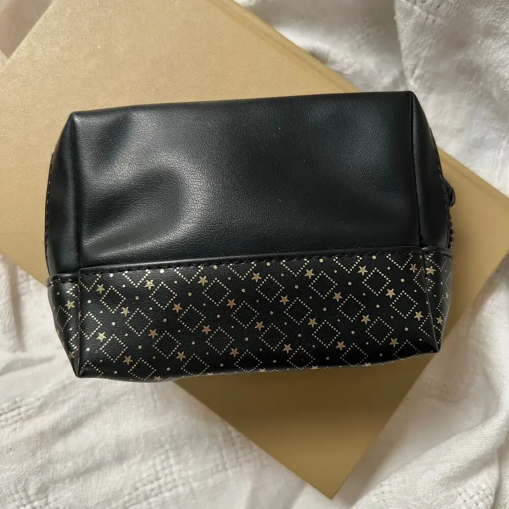 YSL Beauté Black Gold Luxury Cosmetic Makeup Bag Travel Toiletry Pouch Zip Case